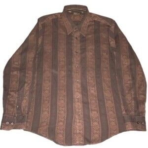 7 Diamonds Men’s Long Sleeve Button Up Casual Shirt Burgundy Size Large